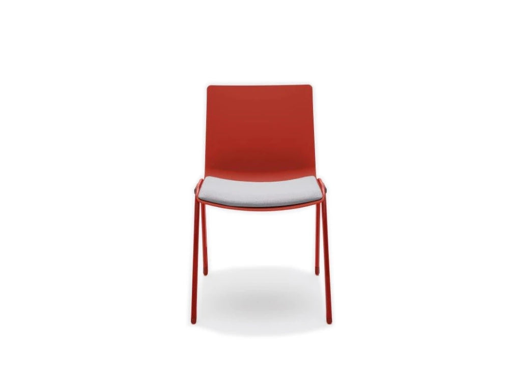 Shila A Frame Conference Chair On Castors With Red Finish And Seat Cushion