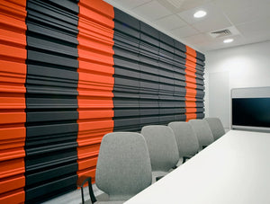 Soundtect Forest Recycled Eco Acoustic Wall Panel For Conference Room In Orange And Black Finish