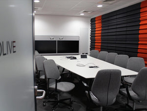 Soundtect Forest Recycled Eco Acoustic Wall Panel For Meeting Room With Media Screen