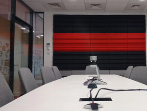 Soundtect Forest Recycled Eco Acoustic Wall Panel With Black And Red Modern Recycled Finish