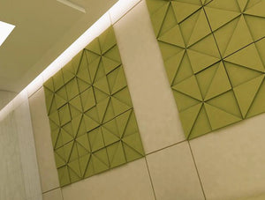 Soundtect Prism Recycled Acoustic Wall Panel In Elegant Lime Green Finish For Breakout Rooms