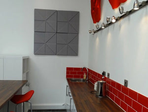 Soundtect Prism Recycled Acoustic Wall Panel In Grey Finish For Canteens And Breakout Areas