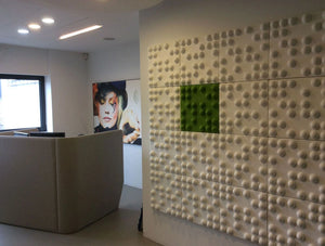 Soundtect Recycled Tetris Wall Acoustic Lime Green And White Wall Panel For Meeting Room