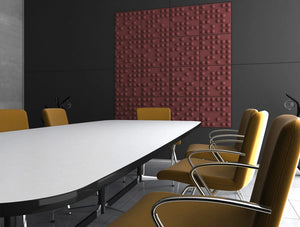 Soundtect Recycled Tetris Wall Acoustic Purple Wall Panel For Meeting Rooms With Table And Chairs