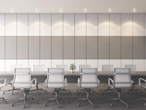 Soundtect Recycled Wall Acoustic Panel Class with Elegant White and Grey Finish and Recycled Material