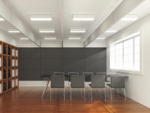 Soundtect Recycled Wall Acoustic Panel with Chairs and Tables in Meeting Room Setting