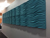 Soundtect Recycled Wave Wall Acoustic Panel In Bright Light Blue Finish In Hallways