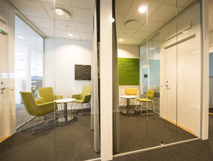 Soundtect Technics Recycled Eco Acoustic Wall Panel Lime Green And Grey For Meeting Rooms