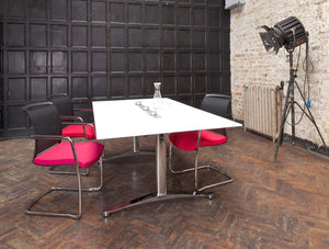 Spacestor Breve Boardroom Table 6 With Pink Seat Office Chair