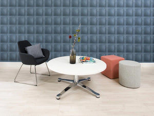 Spacestor Breve Breakout Table 9 With Black Armchair And Poufs