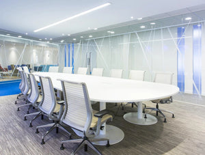 Spacestor Massif Boardroom Table 2 In White With White Finish Chair In Boardroom Setting
