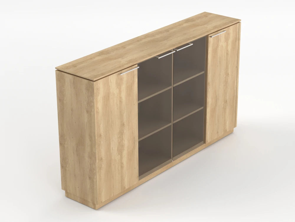 Status Executive Storage Unit With Glass Doors 1167Mm Natural Oak Finish