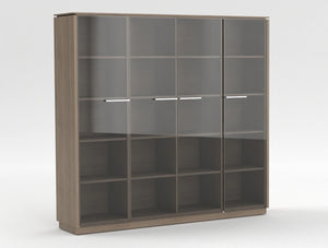 Status Executive Storage Unit With Glass Doors 1871Mm Grey Oak Finish
