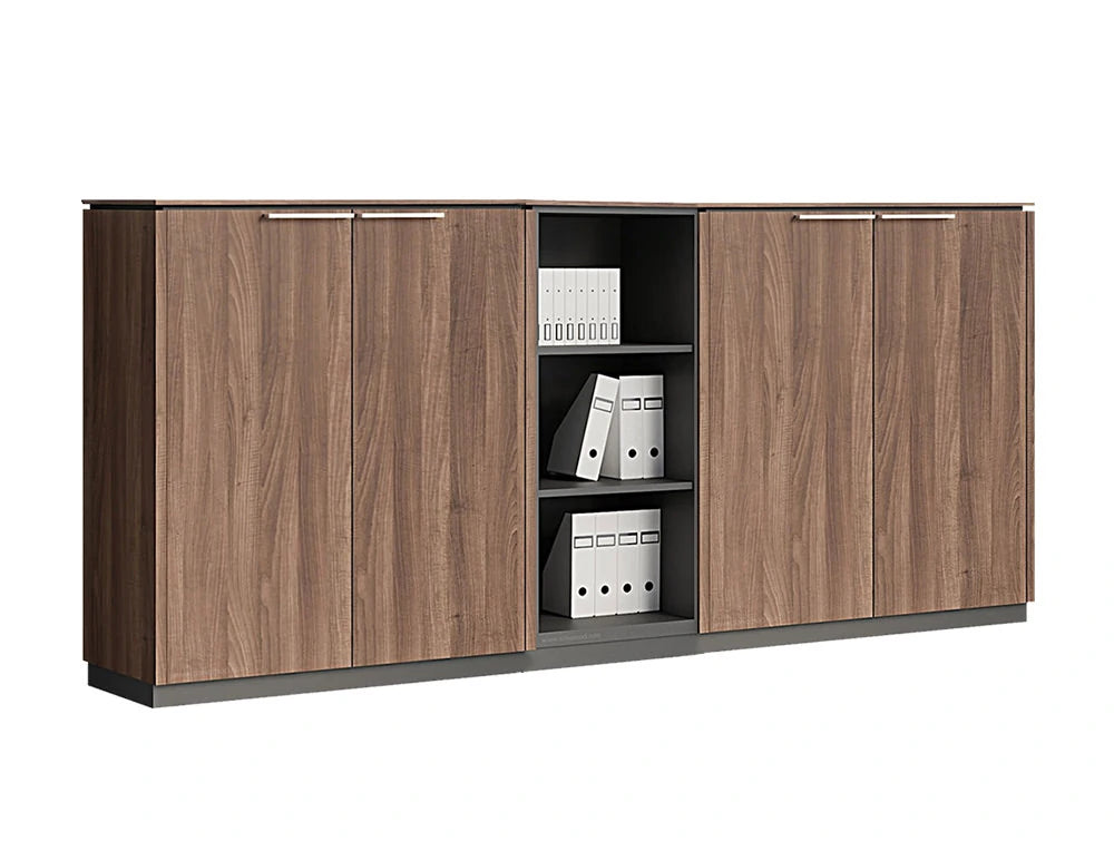 Status Executive Wide Storage Unit With Glass Doors 1167Mm Canadian Oak Finish