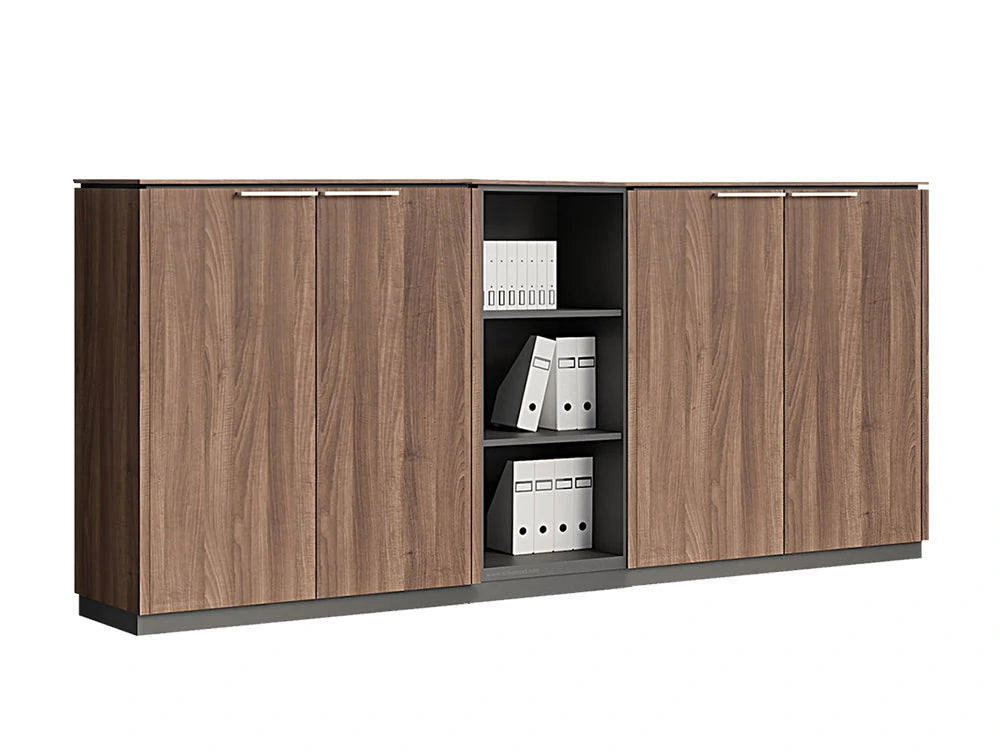 Status Executive Wide Storage Unit With Glass Doors 1167Mm Lowland Walnut Finish