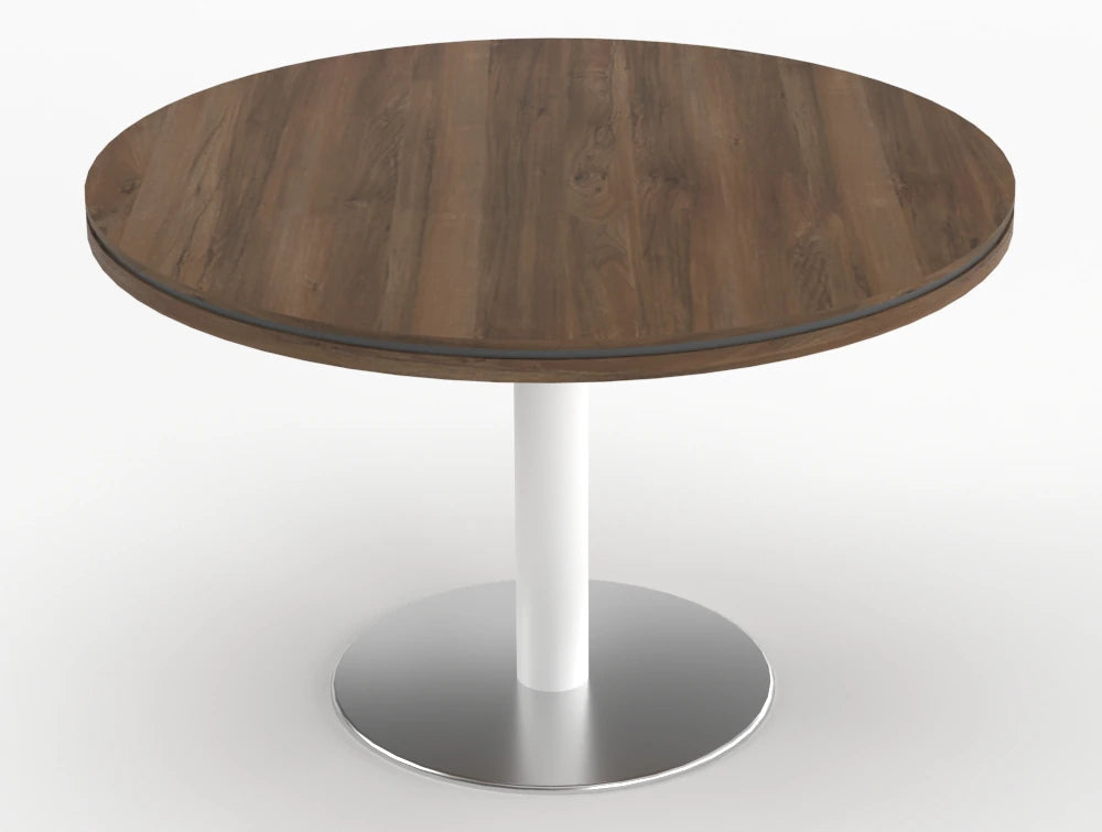 Status Round Meeting Table 800mm Dark Walnut Finish White Base