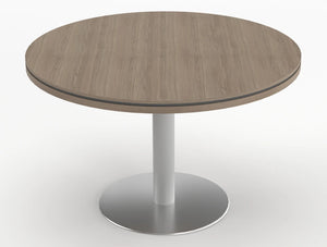 Status Round Meeting Table 800Mm Grey Oak Finish Aluminium Base