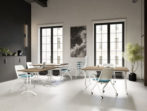 Twister Rectangular Folding Table with Flex Folding Chair and Black Finish Key Wooden Cupboard in Modern Office Setting 2