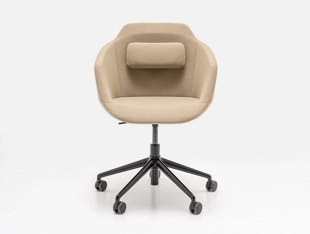 Ultra F Armchair with Back Cushion and 5-Star Swivel Base on Castors