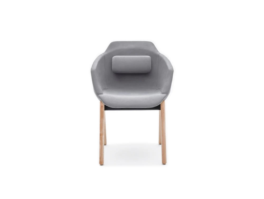 Ultra Fw Armchair With Grey Cushion And Wooden Legs