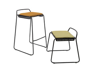 Veck Tubular Framed Canteen And Bar High And Low Stool And Black Frame With Seat Pad