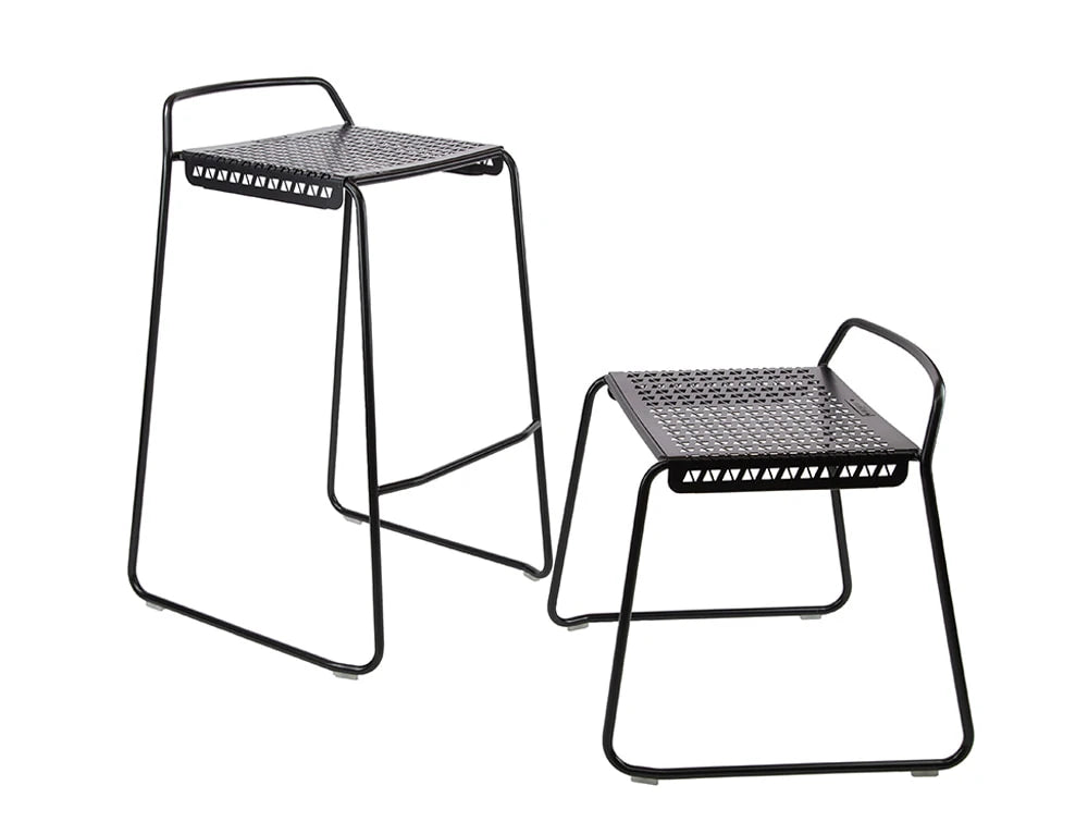 Veck Tubular Framed Canteen And Bar High And Low Stool And Black Frame