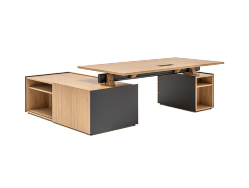 Viga Executive Desk with Extended Side Storage and Pedestal