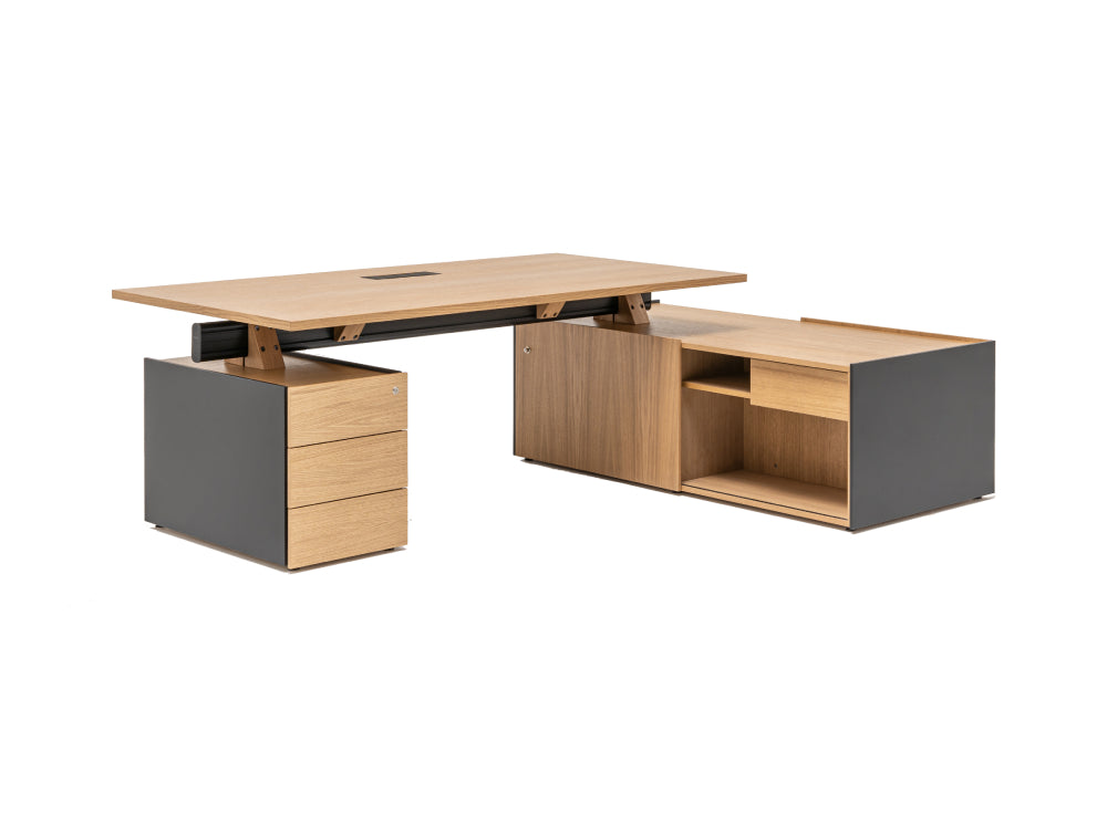 Viga Executive Desk with Side Storage and Pedestal