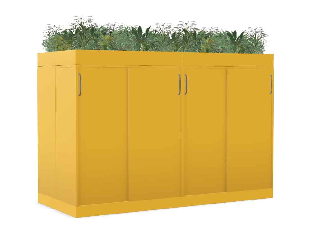 Ws.D Key 4-Level Back-2-Back Sliding Cabinet with Planters On Top