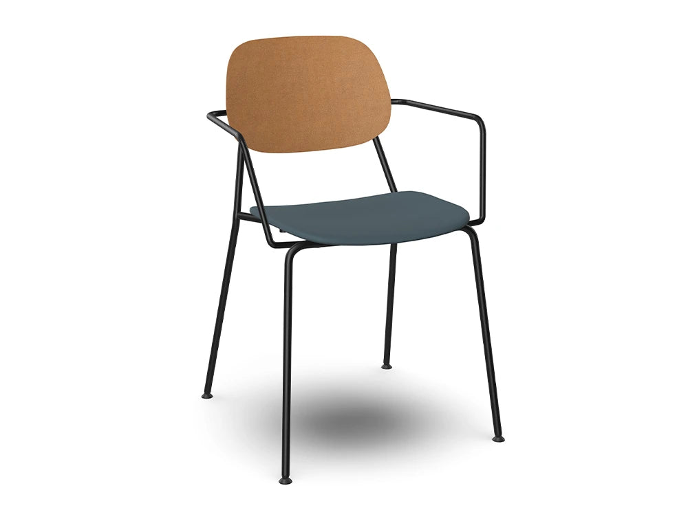 Ws.D Line Chair with 4 legs and Padded Seat and Armrest