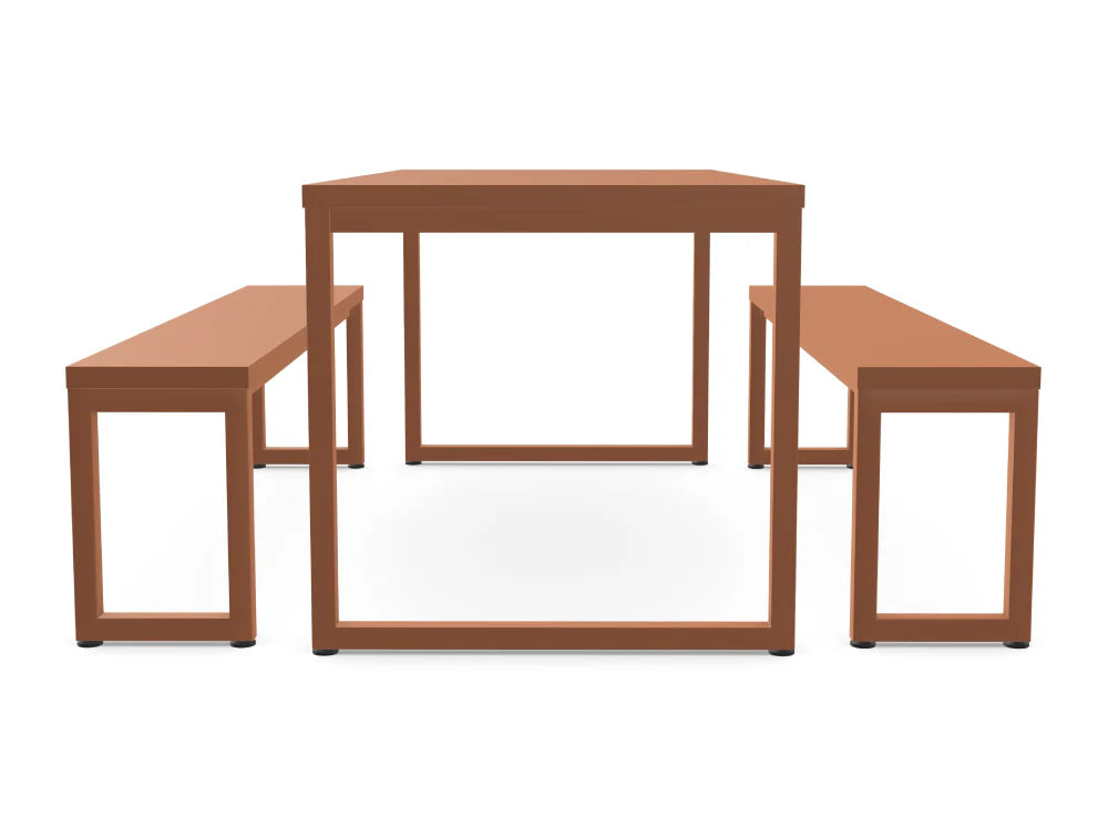 WsD Nestro Closed Metal Leg Canteen Table and Bench Seating 3