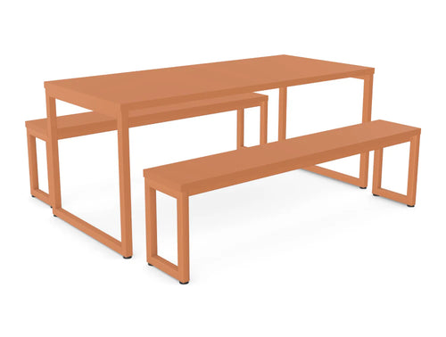 Ws.D Nestro Monocolour Closed Metal Leg Canteen Table and Bench Seating