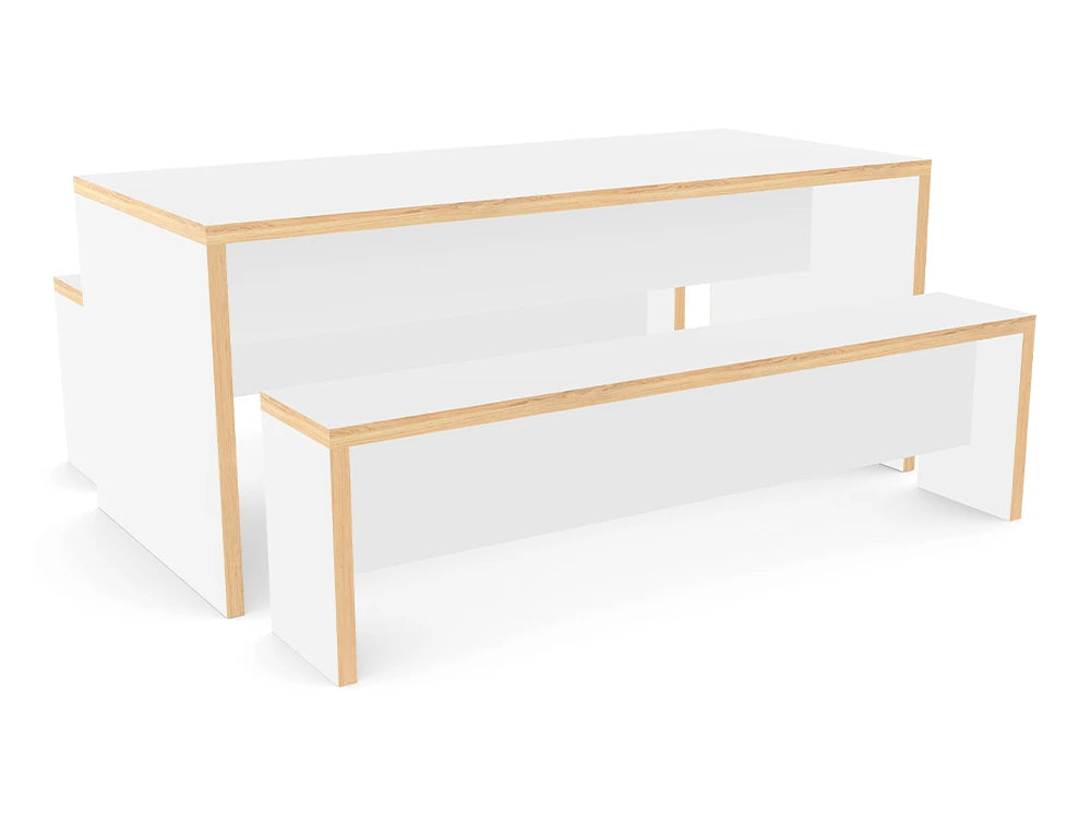 Ws.D Nestro Slab Leg Alternative Edging Canteen Table and Bench Seating