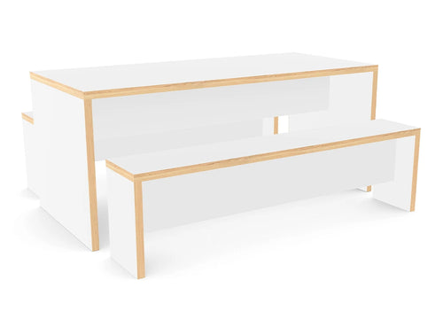 Ws.D Nestro Slab Leg Alternative Edging Canteen Table and Bench Seating