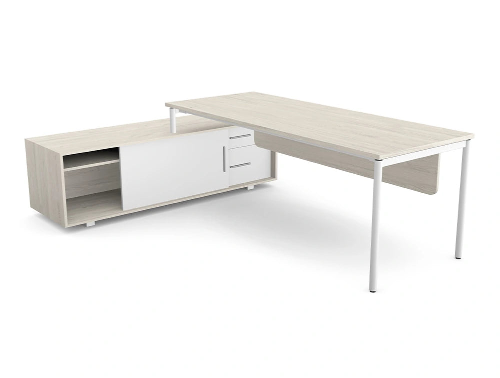 Ws.D PROfil Executive Desk with Sharp Edge Credenza - Right