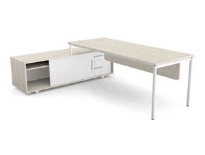 Ws.D PROfil Executive Desk with Sharp Edge Credenza - Right