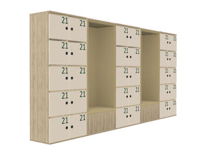 WsD Uno 30 Door Mailbox Front Locker System with Combination Lock Numbers and Sitting Alcoves
