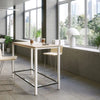 Wuteh High Top Table with High Stool and Dome Shaped Lamp in Modern Office Setting
